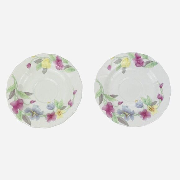 Hankook Bone China England Original Tech Teacup Saucers 2 Sets Korea NIB Floral - Picture 6 of 16